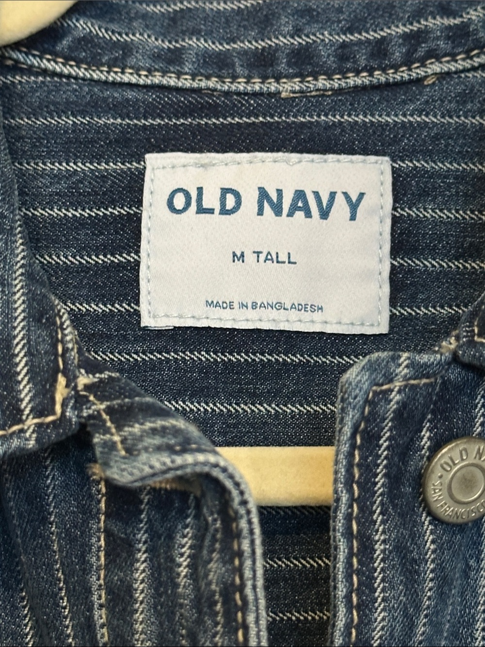 Old Navy Blue Pinstripe Denim Chore Jacket NWT M TALL - Picture 2 of 3